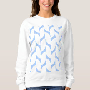 Weißes Sweatshirt mit Sky Blue Abstrakt Geometric