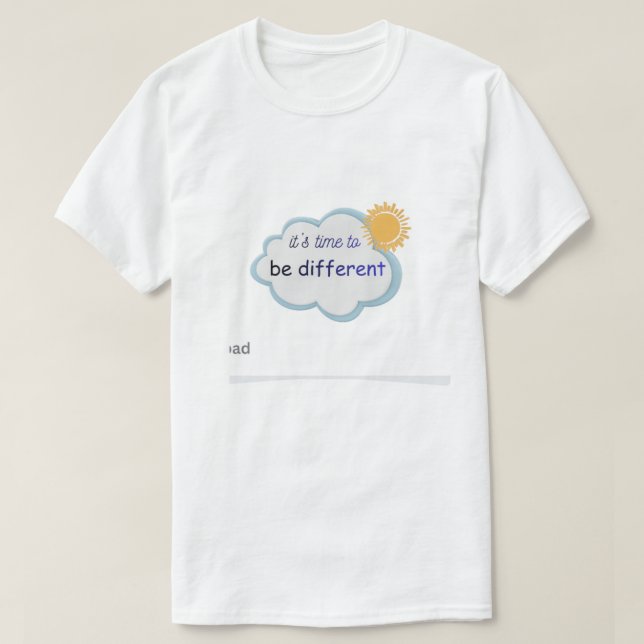 Weißes T-Shirt mit darauf erwähntem Text. (Design vorne)