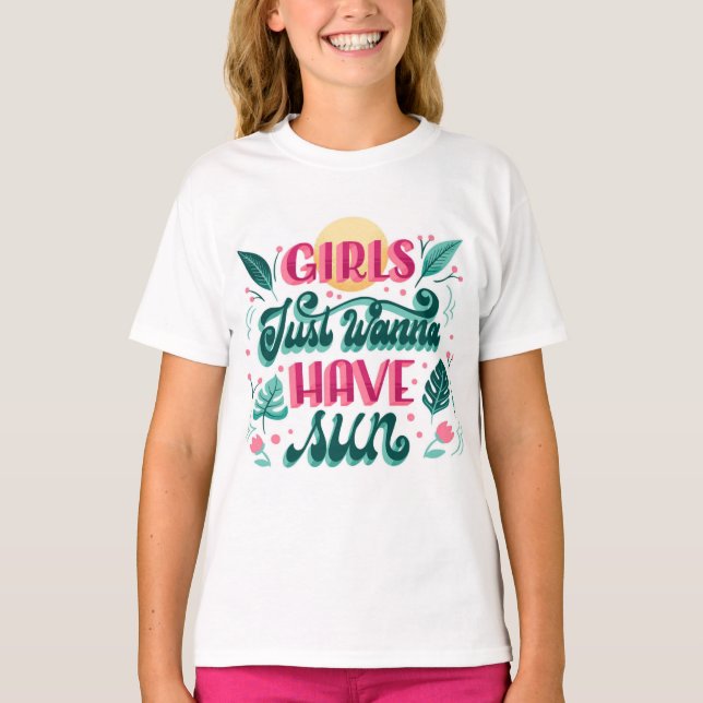 Weißes T-Shirt mit farbenfrohem Text  (Vorderseite)