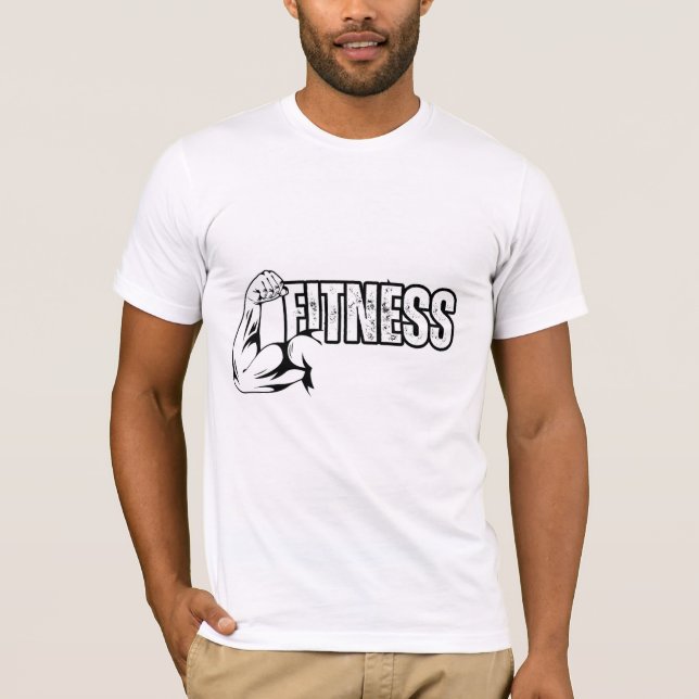 weißes T-Shirt mit Fitness-Design (Vorderseite)