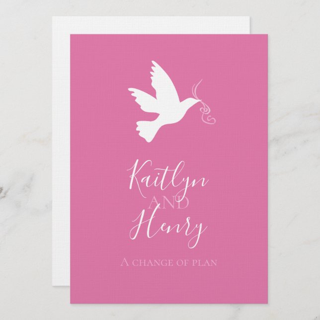 Weißes Taubenrosa Bänder verändern Hochzeitspläne Einladung (Vorne/Hinten)