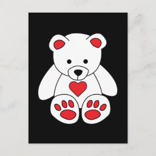 Weißes Teddybär-Herz Valentinstag Ich liebe dich Postkarte