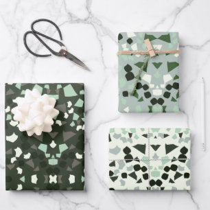 Weißes Terrazzo-Packpapier Geschenkpapier Set