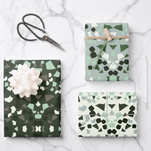Weißes Terrazzo-Packpapier Geschenkpapier Set (Vorderseite)