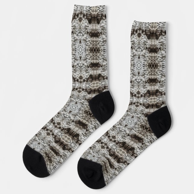 Weißes Tiger-Baumrinden-Muster Socken (Linkes Detail)