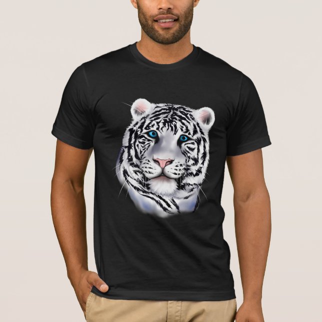 Weißes Tiger-Gesichts-Shirt T-Shirt (Vorderseite)