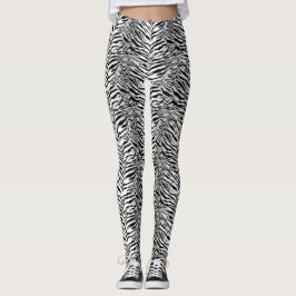 Weißes Tiger-Streifen-Muster Leggings