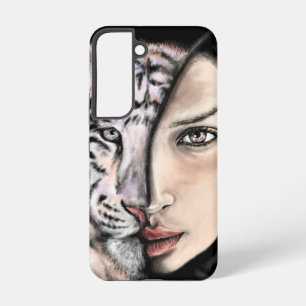 Weißes Tigermädchengesicht Samsung Galaxy Hülle
