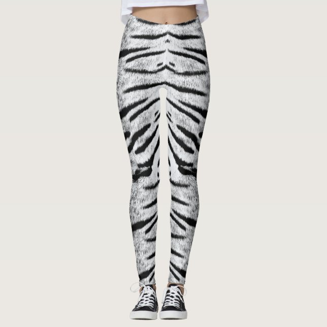Weißes Tigermuster Leggings (Vorderseite)