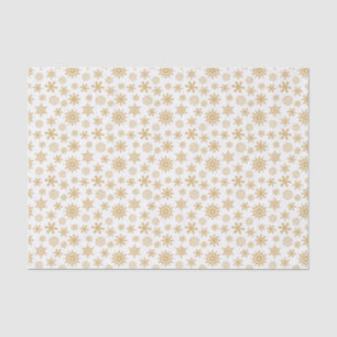 Weißes Tissue Paper über Goldene Schneeflocken Seidenpapier