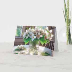 Weißes Trillien-Bouquet zum Geburtstag Karte