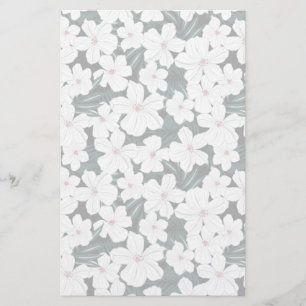 Weißes tropisches Blumen-Muster Briefpapier
