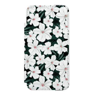 Weißes tropisches Blumen-Muster Incipio Watson™ iPhone 5 Geldbörsen Hülle