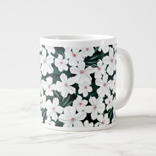 Weißes tropisches Blumen-Muster Jumbo-Tasse
