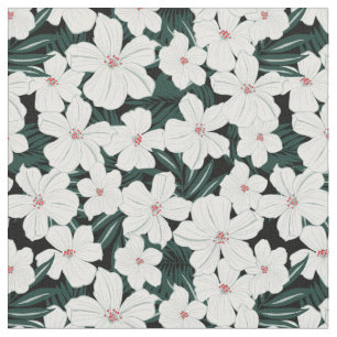Weißes tropisches Blumen-Muster Stoff