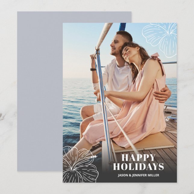 Weißes tropisches hawaiianisches Foto Feiertagskarte (Vorne/Hinten)