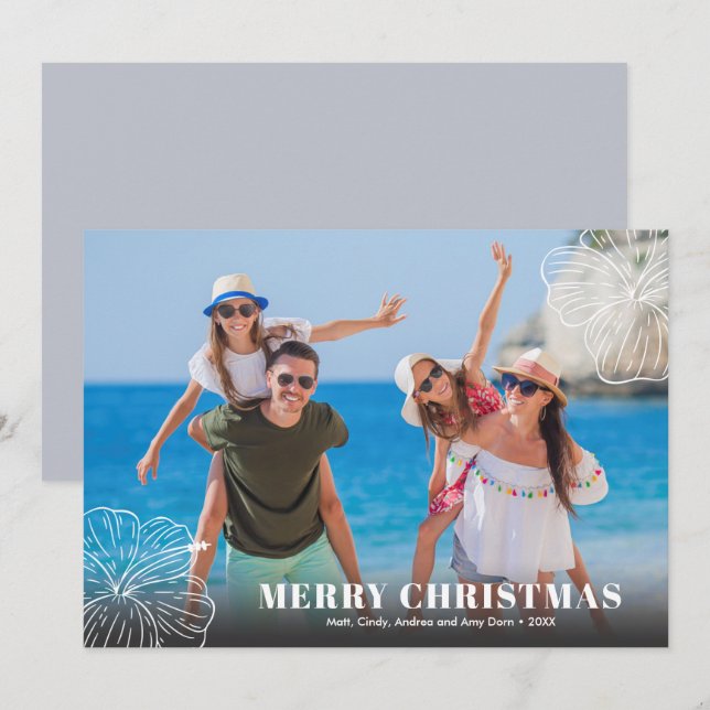 Weißes tropisches hawaiianisches Foto Feiertagskarte (Vorne/Hinten)