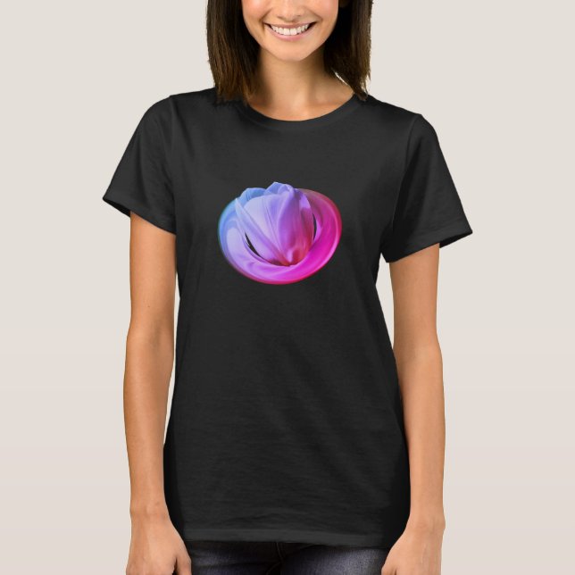 Weißes Tulip Petals Abstrakte Blüte T-Shirt (Vorderseite)