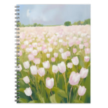 Weißes Tulpen-Blumenfeld-Gemälde