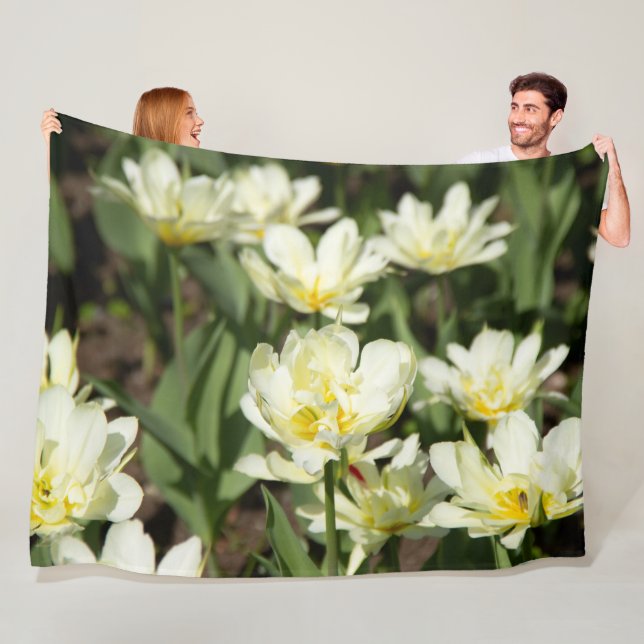 Weißes Tulpen-Foto Fleecedecke (Beispiel)
