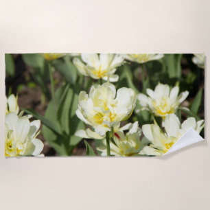 Weißes Tulpen-Foto Strandtuch