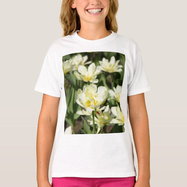Weißes Tulpen-Foto T-Shirt (Vorderseite)