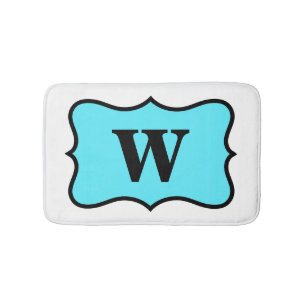 Weißes Türkis Aqua Blue Monogram Initial Zuhause Badematte