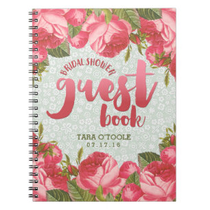 Weißes u. grünes Spitze-Brautparty-Gast-Buch Notizblock