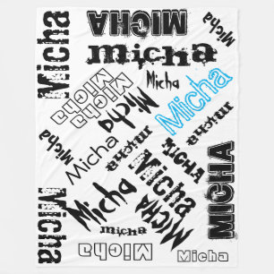 Weißes umfassendes Schwarzes und Turquise blaue Fleecedecke