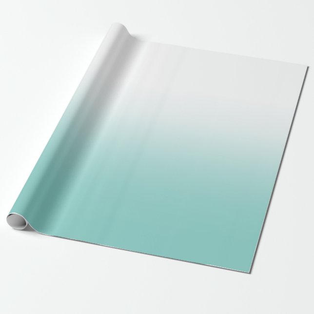 Weißes und Aquamarines Ombre Geschenkpapier (Ungerollt)