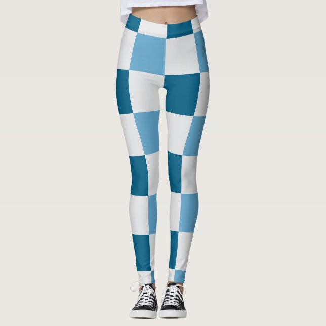 Weißes und blaues Karton Leggings (Vorderseite)
