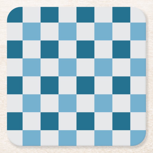 Weißes und blaues Karton Rechteckiger Pappuntersetzer (Vorderseite)