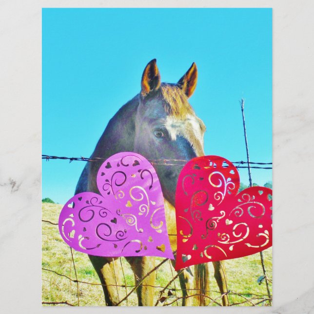 Weißes und braunes Pferd Valentine Hearts (Vorderseite)