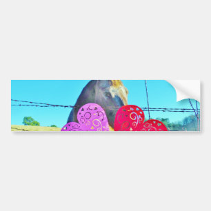 Weißes und braunes Pferd Valentine Hearts Autoaufkleber