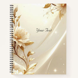 Weißes und goldenes Blumen Notizbuch