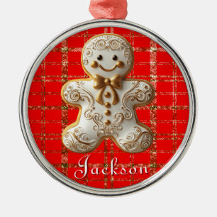 Weißes und goldenes Cookie Ornament Aus Metall