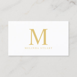 Weißes und goldenes elegantes Monogramm Visitenkarte