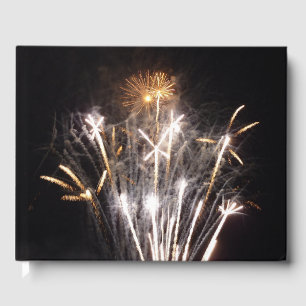 Weißes und goldenes Feuerwerk II Patriotische Feie Gästebuch