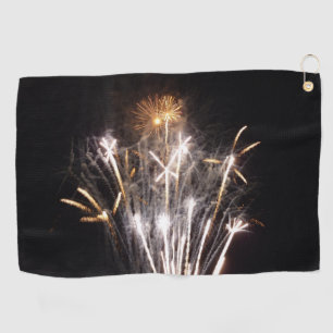 Weißes und goldenes Feuerwerk II Patriotische Feie Golfhandtuch