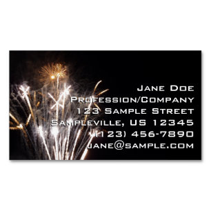 Weißes und goldenes Feuerwerk II Patriotische Feie Magnetische Visitenkarte