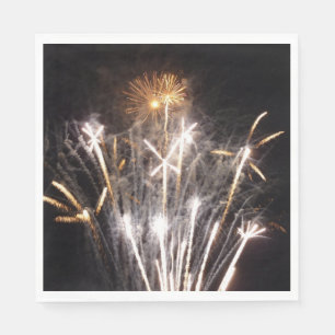 Weißes und goldenes Feuerwerk II Patriotische Feie Serviette
