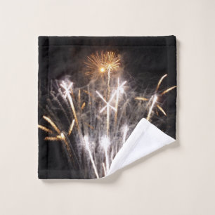 Weißes und goldenes Feuerwerk II Patriotische Feie Waschlappen