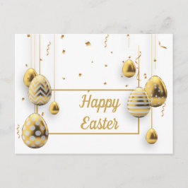 Weißes und goldenes Ostereier Postkarte