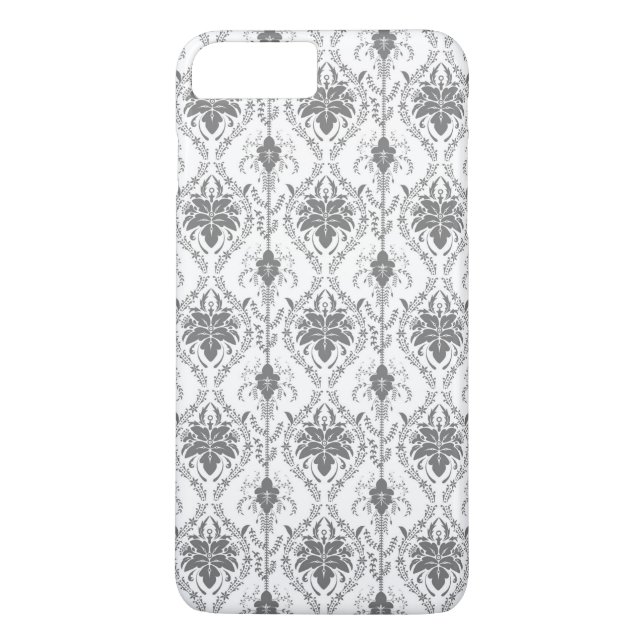 Weißes und graues Damaskus-Lochmuster Case-Mate iPhone Hülle (Rückseite)