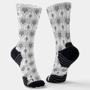 Weißes und graues Damaskus-Lochmuster Socken