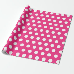 Weißes und heißrosa Medium Polka-Dot-Wrapping-Pa Geschenkpapier