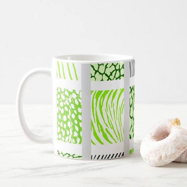 Weißes und hellgrünes Mischtier Kaffeetasse (Mit Donut)