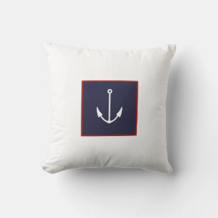 Weißes und Navy-Blue-Anchor-Kissen Kissen