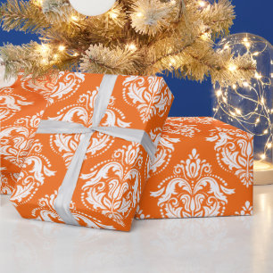 Weißes und orangefarbenes Damaskus-Tissue Paper Geschenkpapier