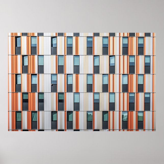 Weißes und orangefarbenes Gebäude Poster (Vorne)